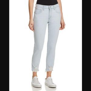 Joe's Jeans The Smith Mid Rise Light Blue Crop Straight Distressed Jeans Size 31